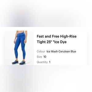 Lululemon Fast and Free Leggings- Size 10- 25”